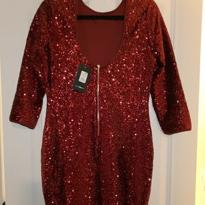 Burgundy Sequin Cocktail Dress